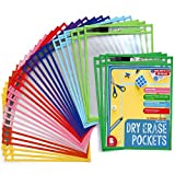 BONBELA Dry Erase Pockets - 30 Pack EASYWipeXL Heavy Duty Sheet Protectors Quickly Wipe to a Flawless Clean - Save a Bundle on 10 x 13 Reusable Dry Erase Sheets Sleeves for Work & School Worksheets