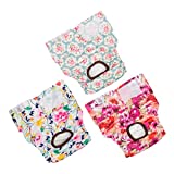 CuteBone Dog Diapers Female Large 3 Pack Reusable Doggie Period Diapers for Heat Cycle D14L