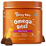 Zesty Paws Omega 3 Alaskan Fish Oil Chew Treats for Dogs - with AlaskOmega for EPA & DHA Fatty Acids - Itch Free Skin - Hip & Joint Support + Skin & Coat Chicken Flavor (90 Soft Chews)