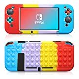 ATESSON Pop Bubbles Silicone Case Compatible with Nintendo Switch 6.2, Anti-Anxiety Toy for Kids and Adult (Red)