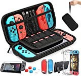 HEYSTOP 9 in 1 Switch Case Compatible with Nintendo Switch Accessories Carrying Case/ Protective Case Dockable/ Screen Protector/ 6pcs Thumb Grips Caps