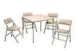 COSCO 5-Piece Folding Table and Chair Set, Tan