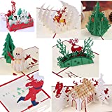 3D Greeting Christmas Cards Papercraft 7 Pack Holiday Birthday Pop Up Cards Gift
