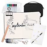 Journaling Kit Teen Girl Stuff, Journaling Supplies with 140GSM No-Bleed Notebook, Markers for Adult Coloring, Organizer Bag, Washi Tapes, Scissor, Clip, Ruler Included