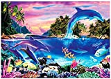 100 Pieces Dolphin Jigsaw Puzzles for Adults Grown Up Landscape Puzzles Large Size Toy Games Gift 100 PCS Dolphin DIY Home Decor