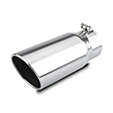 LCGP 4" to 5" Diesel Exhaust Tip, 12" Overall Length Bolt On Design Truck Tail Tip,Polished, Rolled Angle Cut Design