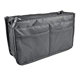 Vercord Updated Purse Handbag Organizer Insert Liner Bag in Bag 13 Pockets Grey Small