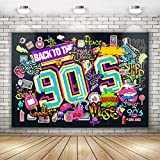Back to the 90's Backdrop for Parties | 90s Theme Backdrop Hip Hop Graffiti Back to 90's Party Banner | 90s Theme Party Wall Decorations for Adults Hip Hop Music Retro Radio 71 x 49 inch