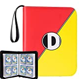 D DACCKIT Binder for Pokemon Cards, 400 Pockets Collecting Album with Removable Sleeves, Trading Card Display Storage Case for Yugioh, MTG and Other TCG（Red & Yellow）