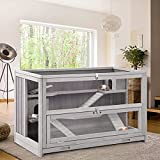 Guinea Pig Cage 3 Levels Ferret Cage, Small Animal Cage | Hamster Cage Rat House - Easy to Clean Leak Proof Tray (Grey, 3 Tiers)