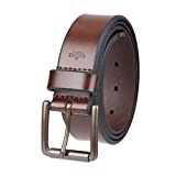 Dockers Men's Casual Leather Belt - 100% Soft Top Grain Genuine Leather Strap with Classic Prong Buckle,Brown,34