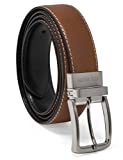 Steve Madden Men's Dress Casual Every Day Reversible Leather Belt, Cognac/Black (Feather Edge), 40