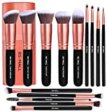 Makeup Brushes BS-MALL Premium Synthetic Foundation Powder Concealers Eye Shadows Makeup 14 Pcs Brush Set, Rose Golden, with Case