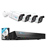 REOLINK 4K Security Camera System, 4pcs H.265 4K PoE Security Cameras Wired with Person Vehicle Detection, 8MP/4K 8CH NVR with 2TB HDD for 24-7 Recording, RLK8-800B4