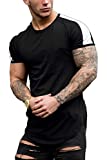 COOFANDY Men's Bodybuilding Muscle Raglan Short Sleeve Tee Slim Fit Gym T-Shirts Black M