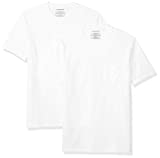 Amazon Essentials Men's 2-Pack Slim-Fit Short-Sleeve Crewneck Pocket T-Shirt, White, Large
