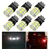 3157 LED Light Bulbs, Super Bright 5050 27-SMD 3056 3156 3156A 3057 4057 3157 4157 T25 LED Bulbs for Brake Lights,Backup Reverse Lights， 6000K Xenon White Pack of 6