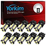 Yorkim 3157 LED Light Bulbs White Super Bright, 3056 3156 3156A 3057 4057 3157 4157 T25 LED Bulbs for Brake Lights, Backup Reverse Lights， Reverse Tail Lights - Pack of 10