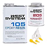 WEST SYSTEM 105A Epoxy Resin (32 fl oz) Bundle with 205A Fast Epoxy Hardener (7 fl oz) and 300 Mini Pumps Epoxy Metering 3-Pack Pump Set (3 Items)