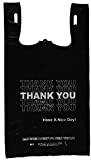 Plastic Bag- Economy 'Thank You' Silver Print Black T Shirt Bag 11.5"x 6.5"x 21.5" 13 mic - 800 bags/case
