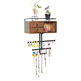 X-cosrack Jewelry Tree Stand Organizer, 3 Tier Earring Holder with Wood Basic Storage Box, Jewelry Holder Stand for Necklaces Earrings Bracelets and Rings