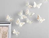 Inspired by Jewel Butterfly Wall Decorations Premium Quality Real Feather 3D Wall Decals Girls Bedroom | Stunning Gold Glitter Decor Stickers All Rooms & Nursery Sets | 10 Adhesive Pieces