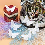 Berfutall- Feather Butterfly Decorations Set of 12 White Craft Butterflies on Wire .Party Spring Home Decor Floral Pics