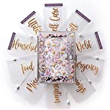 SOUL MAMA - A6 Glitter Budget Binders with 10 Cash Envelopes, PVC Pocket Clear Budget Planner Organizer, 6 Rings Refillable Binder Cover with 10 Solid Printed Vinyl Stickers Envelope for Money Saving