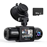 COOAU Dash Cam, 64GB SD Card Included, 1080P FHD Built-in GPS Wi-Fi, Front and Inside Car Camera Recorder for Uber with Infrared Night Vision, Sony Sensor, 4 IR LEDsG-Sensor, Parking Mode