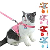 LMOBXEVL Cat Harness,Small Kitten Harness and Leash Set,Adjustable Escape Proof Cat Vest for Walking,Breathable Air Mesh with Reflective Strip,Easy Control for Small Medium Cat Kittens and Puppy