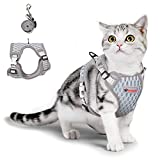 ATMAGIC Cat Harness and Leash for Walking, Small Cat Harness Escape Proof Cat Harness Large, Adjustable Cat Harness Reflective, Cat Leash and Harness Set for Cats Puppies Daily Outdoor, Grey S