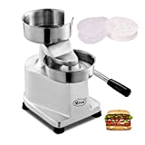 Zica 5 inches/130mm Sliver Commercial Hamburger Press Patty Maker Heavy Duty Meat Forming Processor, Stainless Steel Bowl, Includes 500 Pcs Patty Papers