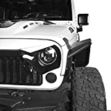 Hooke Road Tubular Tube Fender Flares Front & Rear Kit, Textured Black Solid Wheel Fenders Compatible with Jeep Wrangler JK 2007-2018