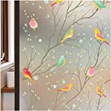 Coavas Privacy Window Film Opaque Non-Adhesive Frosted Bird Window Film Decorative Glass Film Static Cling Film Bird Window Stickers Frosted