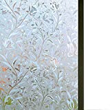 Niviy Excellent Quality 3D Static Cling Window Film Non-Adhesive Window Covering Decorative Flower Privacy Film for Window 17.7" x 78.7"