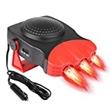 Car Heater, That Plugs Into Cigarette Lighter 12V Three Hole Concentrated Car Heaters Portable 150W Fast Demisting Defroster (Red)…