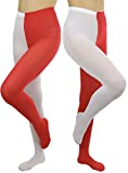 ToBeInStyle Women's Two Toned Jester Tights W/Reinforced Toe - One Size: Regular - Red/White