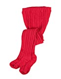 Leveret Girls Knit Cable Tights Red Size 6-8 Years