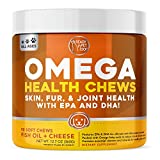 Ready Pet Go! Omega 3 for Dogs | Fish Oil for Dog Shedding, Skin Allergy, Itch Relief, Mange and Hot Spots Treatment | EPA & DHA | Natural Joint Supplement for Dogs, Heart and Brain Health | 90 Chews