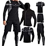 BOOMCOOL Men Workout Clothes Outfit Fitness Apparel Gym Outdoor Running Compression Pants Shirt Top Long Sleeve Jacket