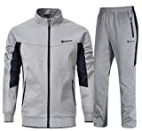 YSENTO Mens Sweat Suits 2 Pieces Full Zip Workout Jogging Sports Tracksuits Grey L