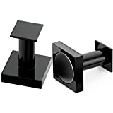 Mavoro Strong Magnetic Hooks for Hanging Coats and Bags. Set of 2 Black Magnet Hooks Heavy Duty Magnets, Neodymium 52 Rare Earth Magnets. Push Pin Style Magnet Hook for Refrigerator, Locker - Square