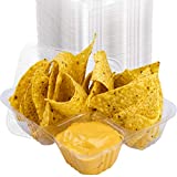Anti-Spill Plastic Nacho Tray 100 Pack by Avant Grub. Disposable 2 Compartment Holder For Chips and Cheese Sauce Or Other Dips. For Carnivals, School Fairs, Church Festivals, Parties and More.