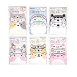 6Packs Cute Cartoon Animal Sticky Notes, Self-Stick Memo Note Set Writing Pads Page Marker Notepad for Office, School and Home
