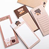 ANKOMINA 5 Pack Cute Cartoon Bear Memo Notes Writing Pads Scarpbook Message Notes Notepads Chesk List to Do List Memo Stationery Office School Supplies,50 Sheets/Pack,5.7x2.5 in