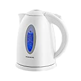 Ovente Electric Hot Water Kettle 1.7 Liter with LED Light, 1100 Watt BPA-Free Portable Tea Maker Fast Heating Element with Auto Shut-Off and Boil Dry Protection, Brew Coffee & Beverage, White KP72W