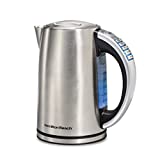 Hamilton Beach Temperature Control Electric Tea Kettle, Water Boiler & Heater, LED Indicator,1.7L, Cordless, Keep Warm, Auto-Shutoff & Boil-Dry Protection, Stainless Steel (41020R)