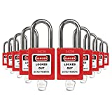 TRADESAFE Lockout Tagout Locks, 10 Safety Locks Keyed Differently, Lock Out Tag Out Padlocks Set, 1 Key Per Lock, Red, Lockout Tagout Station Refill, Industrial Safety Brand and Company
