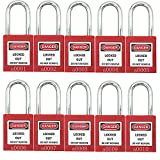 Lockout Tagout Lock Set - 10 Red Keyed Alike OSHA Loto Safe Padlocks for Lock Out Tag Out Stations and Devices (Set-1 10 Alike)