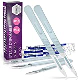 Disposable Scalpel 10 and 11, Pack of 20 Dermaplaning Blades w. Plastic Handle, Surgical Knife Scalpel, Carbon Steel Dermablade Surgical Blades Individually Wrapped 10x#10, 10x#11 Blade, Sterile
